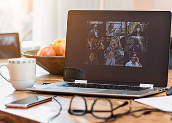 Laptop with meeting on screen