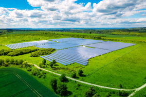 Solar panels in field for power generation