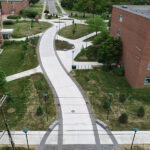 new pedestrian spine through campus