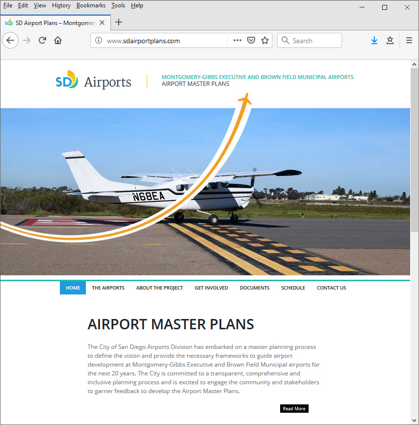 Screenshot of master plan website