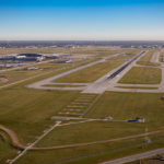 Birdseye view of Runway 5R-23L at IND Airport