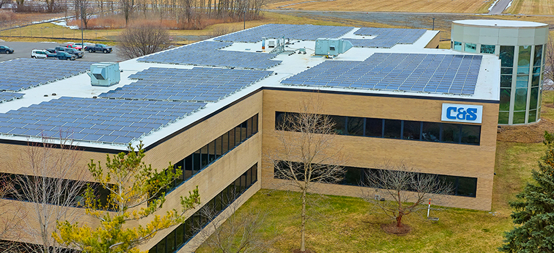 C&S solar panels on roof demonstrating sustainability