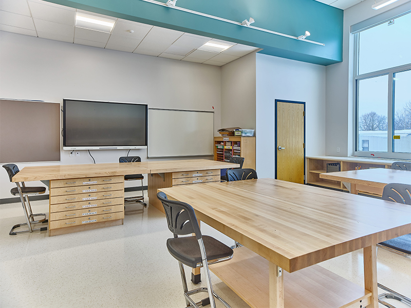Image of classroom with deks