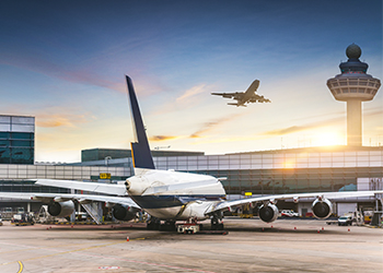 PEER Airport with plane on taxiway