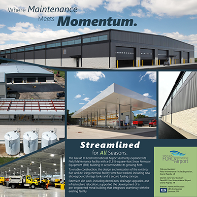 graphic panel showing fuel facility and maintenance facility